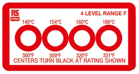 RS PRO Non-Reversible Temperature Sensitive Label, 149°C To +166°C, 4 Levels