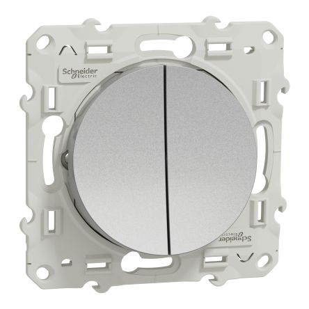 Schneider Electric Grey Rocker Switch, 2 Way, 2 Gang, Odace