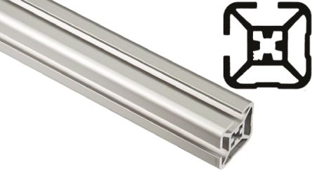 FlexLink Silver Aluminium Profile Strut, 30 X 30 Mm, 7.2mm Groove, 3000mm Length, Series XF