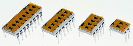 APEM THT DIP-Schalter Gleiter 2-stellig, 1-poliger Ein/Ausschalter, Kontakte Vergoldet 100 MA @ 24 V Dc, Bis +100°C