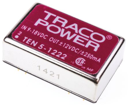 TRACOPOWER TEN 5 DC/DC-Wandler 6W 12 V Dc IN, ±12V Dc OUT / ±250mA 1.5kV Dc Isoliert