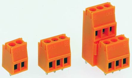 Weidmuller Borne Para PCB De 8 Vías, Paso 3.5mm, 13A, De Color Naranja, Montaje Montaje En Orificio Pasante,