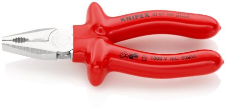 Knipex Kombizange, Gebogen Schneidkraft → Kupferkabel: 10 Mm Harter Draht: 2 Mm Mittelharter Draht: 3,1 Mm 160 Mm VDE