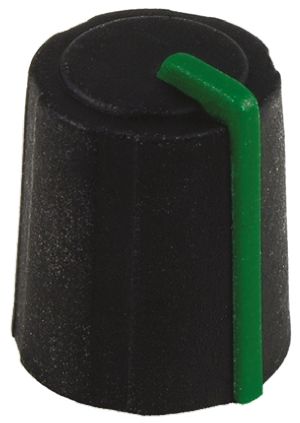 Sifam Potentiometer Drehknopf Schwarz, Zeiger Grün Ø 11.5mm X 13.5mm, Flach Schaft 6mm