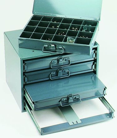 Durham 零件收纳盒, 24储物格, 457mm x 76mm x 304mm, 钢, 灰色