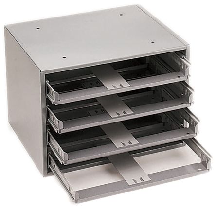 Durham 零件收纳盒, 4储物格, 387mm x 285mm x 298mm, 钢, 灰色