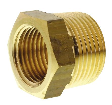 Legris Brass Pipe Fitting, Straight Threaded Reducer, Male R 3/4in To Female G 1/2in
