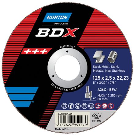 Norton Disque Abrasif BDX Cutting Disc, P24, Ø 180mm, Par 5
