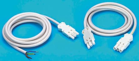 Wieland Stecker/Buchse GST18i3 Leuchtensteckverbinder, Konfektioniertes Kabel, Kontakte: 3, 16A, Weiß, L. 1m, 1.5 Mm²