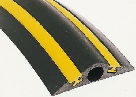 Vulcascot 1.5m Black/Yellow Cable Cover In Rubber, 53mm Inside Dia.