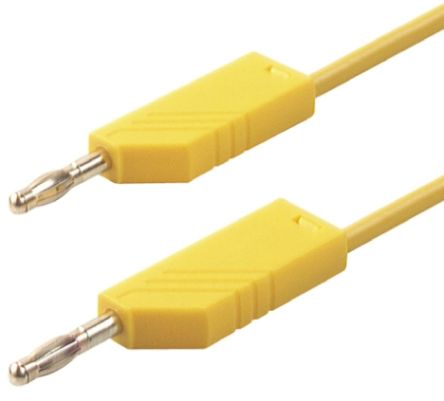 Hirschmann Test & Measurement Cable De Prueba Con Conector De 4 Mm Hirschmann De Color Amarillo, Macho-Macho, 60V Dc, 32A, 500mm