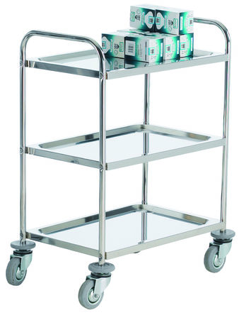 RS PRO Trolley Mit 3 Ebenen, Edelstahl Rahmen, 610 X 410mm, Max. 100kg, 900mm