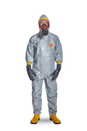 DuPont Tychem 6000 F Grey Einweg-Overalls XL Grau, 180 → 188cm L. Mit Kapuze Unisex, Tychem