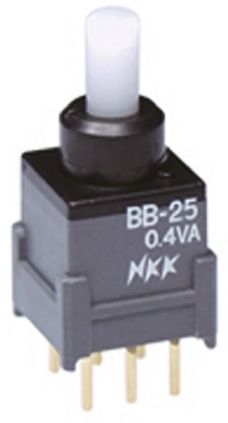 NKK Switches NKK Druckschalter Tastend PCB-Montage, Wechselschalter, 2-polig / 0,4 VA @ 28 V Ac/dc