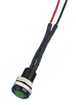 Oxley LED Schalttafel-Anzeigelampe Grün 12V Ac, Montage-Ø 6.4mm, Leiter