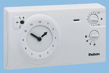 Theben Thermostat, +10→ +30 °C., 6A, / 250 V Ac, Wechsler, 24 H, 7 Tage Programm, Mit Party Modus