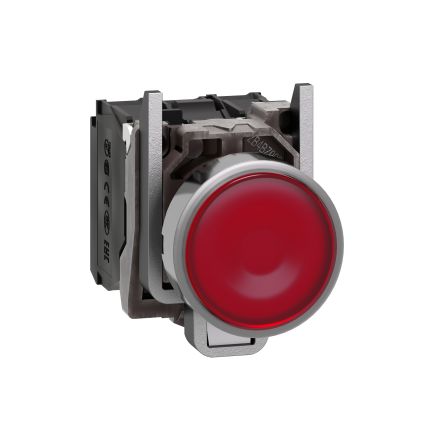 Schneider Electric Harmony XB4 Series Illuminated Push Button, Spring Return, Panel Mount, 22mm Cutout, SPDT, Red LED,