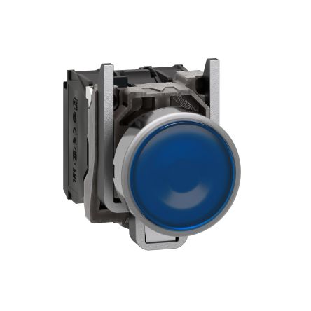 Schneider Electric Harmony XB4 Series Illuminated Push Button, Spring Return, Panel Mount, 22mm Cutout, SPDT, Blue LED,