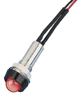 Oxley LED Schalttafel-Anzeigelampe Rot 24V, Montage-Ø 8mm, Leiter