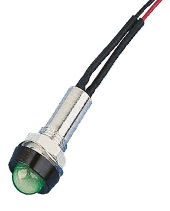 Oxley LED Schalttafel-Anzeigelampe Grün 230V Ac, Montage-Ø 8mm, Leiter