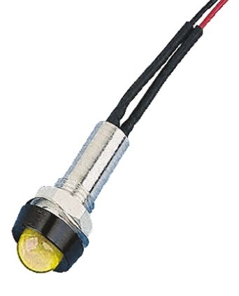 Oxley LED Schalttafel-Anzeigelampe Gelb 230V Ac, Montage-Ø 8mm, Leiter