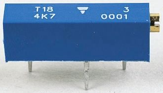 Vishay T18 15-Gang THT Trimmer-Potentiometer, Seitliche Einstellung, 20kΩ, ±10%, 0.75W, Pin, L. 19mm