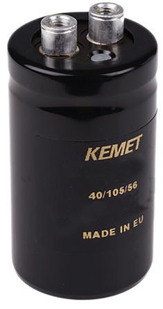 KEMET ALS40, Schraub Aluminium-Elektrolyt Kondensator 22000μF ±20% / 25V Dc, Ø 36mm X 62mm X 62mm, Bis 105°C