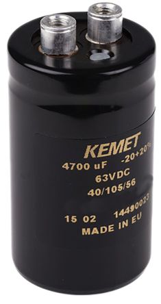 KEMET ALS40, Schraub Aluminium-Elektrolyt Kondensator 0.1F ±20% / 25V Dc, Ø 51mm X 105mm X 105mm, Bis 105°C