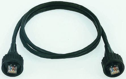 Brad From Molex 1m F/UTP, PUR Cat5e Ethernet Cable Assembly Black