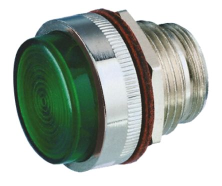 LED Panel Mount Indicator Lens &amp; Lampholder Combination, Green Flat Lens, Diameter:23.5mm