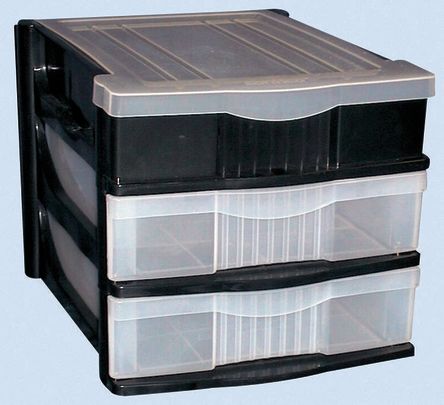 21021bk 1rs Contico Storage Organiser 2 Drawers 1 Lift Lid Top