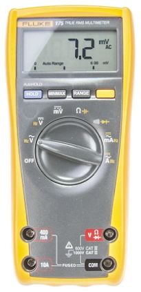 Fluke 175 HandLCD Digital-Multimeter, CAT III, CAT IV 1000V Ac / 10A Ac, 50MΩ, DKD/DAkkS-kalibriert