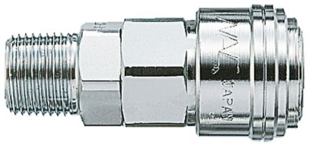 Nagahori Industry Steel Pneumatic Quick Connect Coupling, R 1/2 Male, Threaded