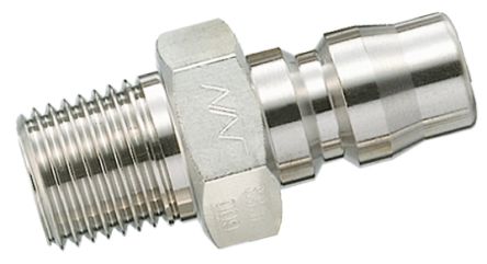 Nagahori Industry Stainless Steel Pneumatic Quick Connect Coupling, R 1/4 Male, Threaded