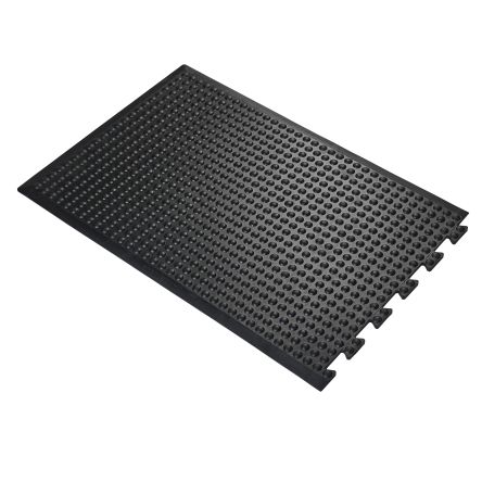 Coba Europe Schwarz Anti-Ermüdungsmatte Gummi Fest Trocken, Bubblemat, Verbindende Endmatte, 0.9m X 0.6m X 14mm