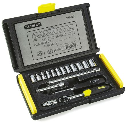 Stanley 2-85-582, 17 Pieces Ratchet Socket Set 1/4 in Square Drive