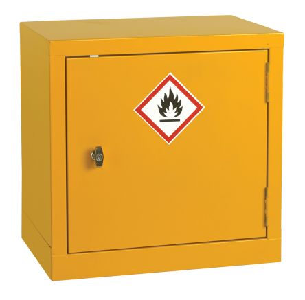 RS PRO Armoires De Stockage Pour Produits Inflammables, 1 étagère, Jaune, En Acier, Verrouillable, 457mm X 457mm X 305mm