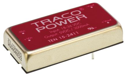 TRACOPOWER TEN 15 DC/DC-Wandler 15W 24 V Dc IN, 5V Dc OUT / 3A 1.5kV Dc Isoliert