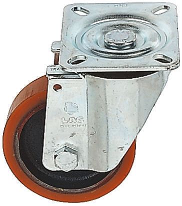 LAG Dreher Lenkrolle, Rad ø 200mm, 850kg, Ges H. 250mm, Rad B. 50mm, 135 X 110mm, Platte, PUR-Material