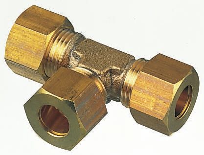 Legris Brass Pipe Fitting, Tee Compression Equal Tee, Female To Female 4mm