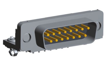 TE Connectivity Amplimite HD-20 Sub-D Steckverbinder Stecker Abgewinkelt, 15-polig / Raster 2.84mm, Durchsteckmontage