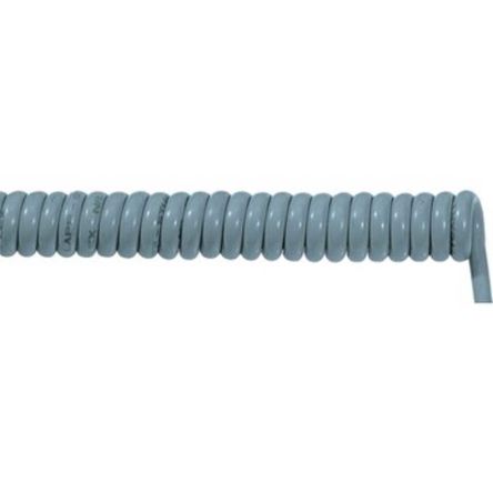 Lapp Cable De Alimentación En Espiral ÖLFLEX De 2 Núcleos, 0.75 Mm², Ø Ext. 5.6mm, Long. 0.5m, 500 V, Funda De PUR, Gris