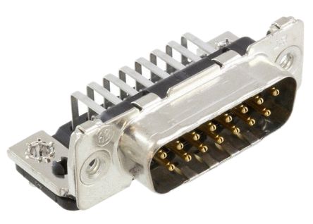 TE Connectivity Amplimite HD-20 Sub-D Steckverbinder Stecker Abgewinkelt, 15-polig / Raster 2.74mm, Durchsteckmontage