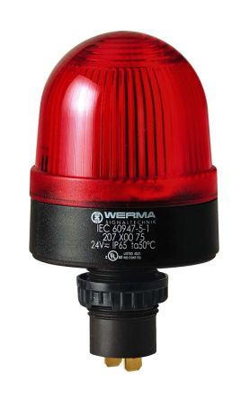 Werma EM 208, Xenon Blitz Signalleuchte Rot, 24 V Dc, Ø 58mm X 104mm