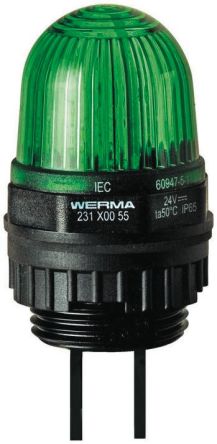 Werma EM 231, LED Dauer Signalleuchte Grün, 24 V Dc, Ø 29mm X 152mm