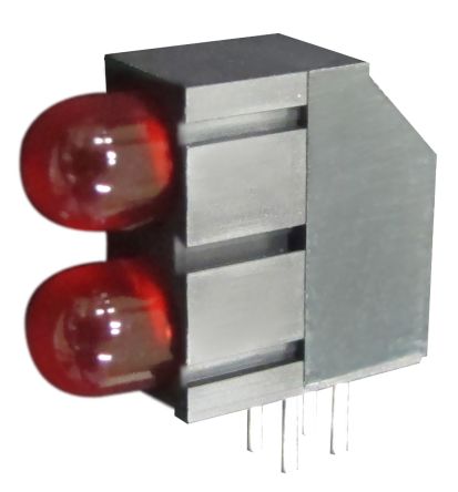 Kingbright Indicador LED Para PCB A 90º Rojo, λ 625 Nm, 2 LEDs, 2,5 V, 60 °, Dim. 15.5 X 6.1 X 12.6mm, Mont. Pasante