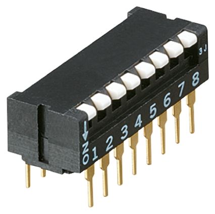 Nidec Components PCB-Montage DIP-Schalter Piano 2-stellig, 1-poliger Ein/Ausschalter, Kontakte Vergoldet 100 MA @