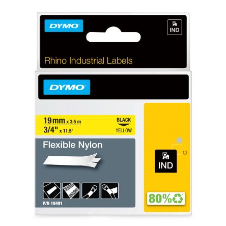 Dymo Rhino Beschriftungsband Schwarz Für Rhino 4200, Rhino 5200, Rhino 6000 Auf Gelb