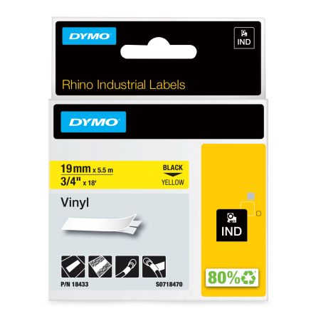 Dymo Rhino Beschriftungsband Schwarz Für Rhino 4200, Rhino 5200, Rhino 6000 Auf Gelb
