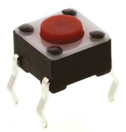 TE Connectivity Interruptor Táctil Tipo Botón, Rojo, Contactos SPST 4.3mm, Montaje Superficial